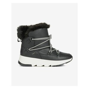 Black Women's Leather Snow with Artificial Fur Geox Falena - Women