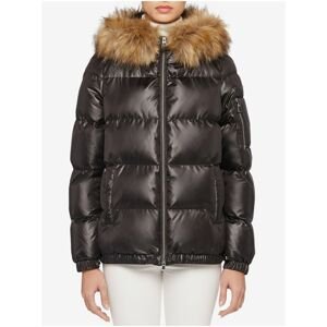 Black Women's Quilted Winter Jacket with Hood and Artificial Fur Geox Backsie - Women