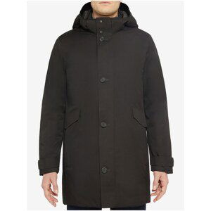 Black Men's Elongated Winter Jacket with Hood Geox Clintford - Men