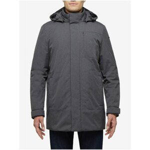 Grey Men's Winter Jacket with Detachable Hood Geox Kaven - Men