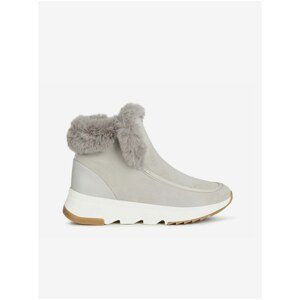 GEOX Light Grey Women Ankle Suede Winter Boots with Artificial Fur Ge - Women