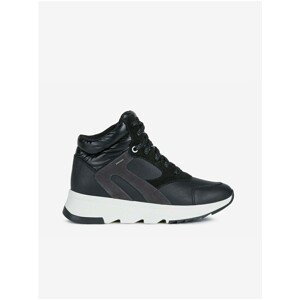 Black Women's Ankle Leather Sneakers with Suede Details Geox Fale - Women