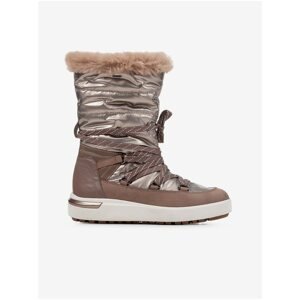 Brown Women's Leather Snow with Artificial Fur Geox Dalyla - Women