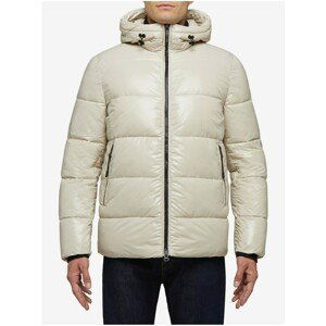 Cream Men's Quilted Winter Jacket with Hood Geox Sile - Men