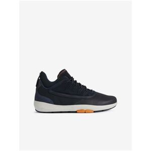 Dark Blue Men's Leather Sneakers with Suede Details Geox Mo - Men's