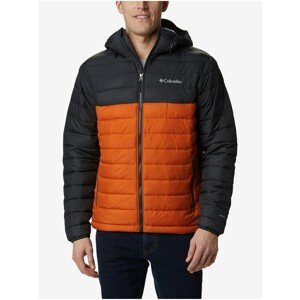 Black-Orange Men's Quilted Winter Jacket with Hood Columbia Powder Li - Men