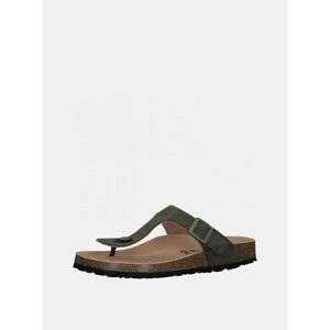 Khaki Leather Flip Flops Tamaris - Women