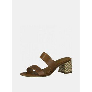 Tamaris Brown Leather Heel Slippers - Women