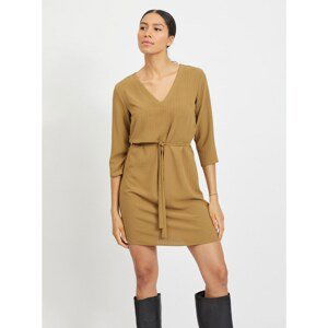 Khaki dress with tie VILA Lovie - Women