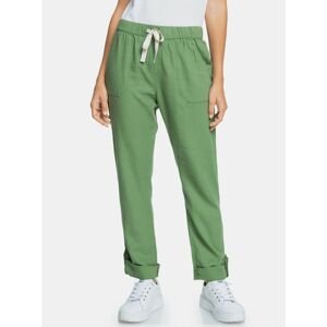 Green Linen Pants with Pockets Roxy - Women