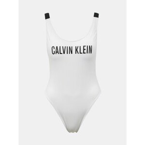 Calvin Klein White One Piece Swimwear Scoop Back One Piece-RP - Women