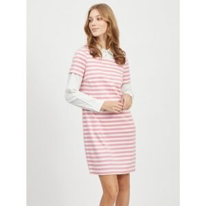 Pink-white striped dress VILA-Tinny - Women