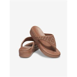 Crocs Brown Gusset Flip Flops Monterey Shimmer Wedge Bronze - Women