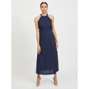 Dark blue maxi dresses with lace top VILA Ulrikana - Women