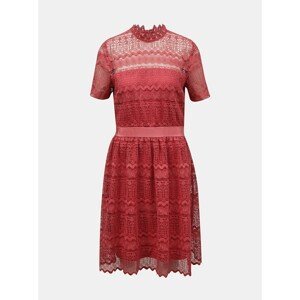 Burgundy Lace Dress with Stand-Up Collar VILA Nelly - Women