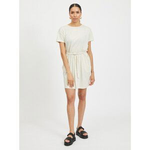 Cream dress with tie VILA Anika - Ladies