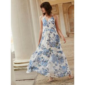 White-blue floral maxi dresses VILA Viola - Women