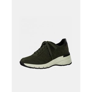 Khaki Sneakers in Tamaris Suede - Women