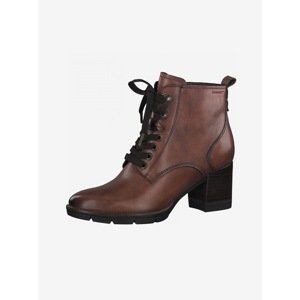 Brown Tamaris Leather HeelEd Ankle Boots - Women