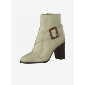 Cream Leather Heeled Ankle Boots Tamaris - Women