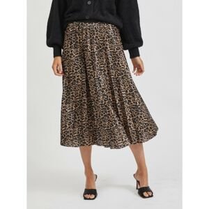Brown patterned pleated midi skirt VILA Vinitban - Women