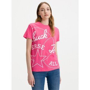 Pink Women's T-Shirt with Converse Print - Women