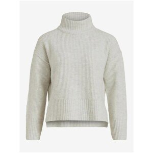 Villa Light Grey Women's Ribbed Sweater with Elongated Back VI - Women