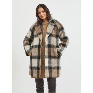 Beige-brown women's plaid winter coat VILA Ofelia - Women
