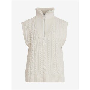 Cream Women's Patterned Vest with Collar VILA Felini - Women