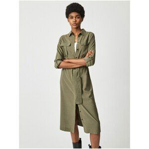 Khaki Women's Shirt Midish Dress Pepe Jeans Isabella - Women