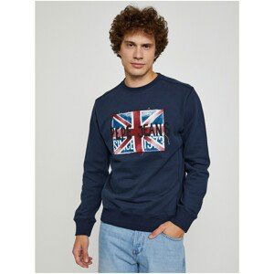 Dark blue men's sweatshirt with Pepe Jeans Jared print - Men