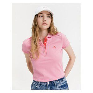 Pink Women's T-Shirt Polo GANT Contrast Collar - Women