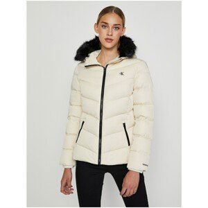 Cream Women's Quilted Jacket Calvin Klein Short Fitted - Women