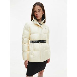 Cream Women's Quilted Winter Jacket with Calvin Klein Belt - Women