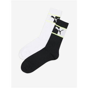 Set of two pairs of unisex socks in black and white Puma Blocked Logo So - unisex