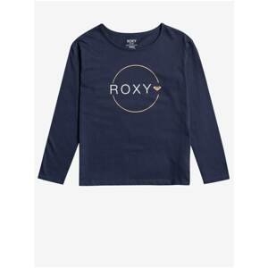 Dark blue girls' T-shirt with Roxy print - unisex