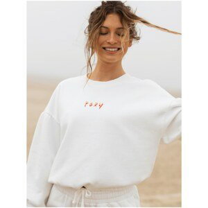 White Women's Cropped Sweatshirt with Roxy Days Go By Inscription - Women