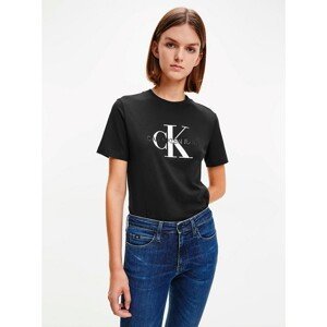 Black Women's T-Shirt with Calvin Klein Glossy Monogram Tee Print - Women