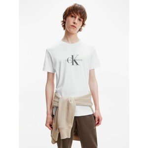 White Men's T-Shirt Calvin Klein Archival Monogram Flock Tee - Men