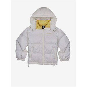 Cream Women's Quilted Winter Jacket with Hood Converse Waist Length D - Women