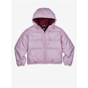 Light Purple Women's Quilted Winter Jacket with Hood Converse Embroide - Women