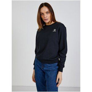 Black Women's Sweatshirt Converse Embroidered French Terry Crew - Women