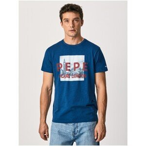 Blue Men's T-Shirt with Print Pepe Jeans Randall - Men's