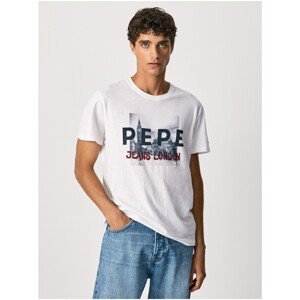 White Men's T-Shirt with Print Pepe Jeans Randall - Men