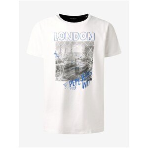 White Men's T-Shirt with Print Pepe Jeans Toby - Men