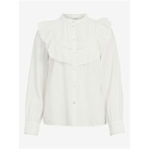 White Women's Shirt with Ruffle VILA Lenea - Women