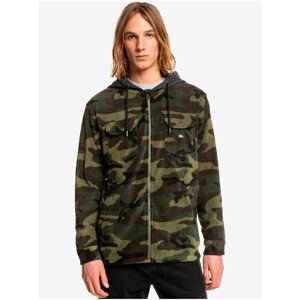 Brown-Green Men's Patterned Zipper Sweatshirt Quiksilver Super Swel - Mens