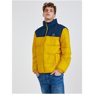 Blue-yellow Men's Quilted Winter Jacket Quiksilver Wolf Shoulde - Men