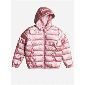 Pink Girls' Quilted Winter Jacket with Hood Roxy It Will Rain - unisex