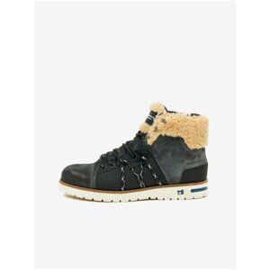 Scotch & Soda Dark Grey Men's Ankle Suede Winter Boots with Artificial Fur Sc - Men